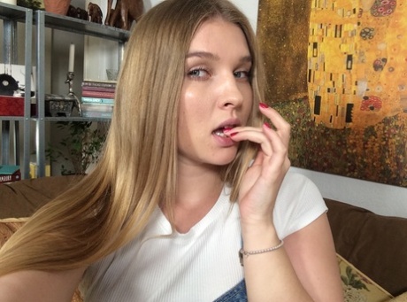 sweet blonde chokes on thick weenie hot photo